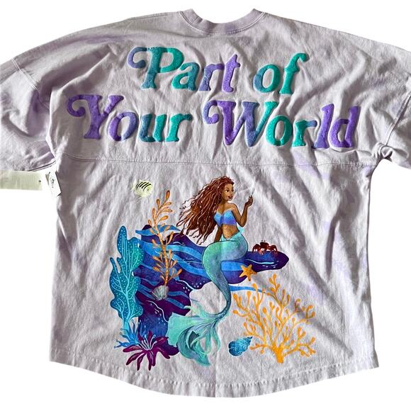 NWT Disney The Little Mermaid Ariel Spirit Jersey Purple Long Sleeve Top Med - Picture 1 of 7